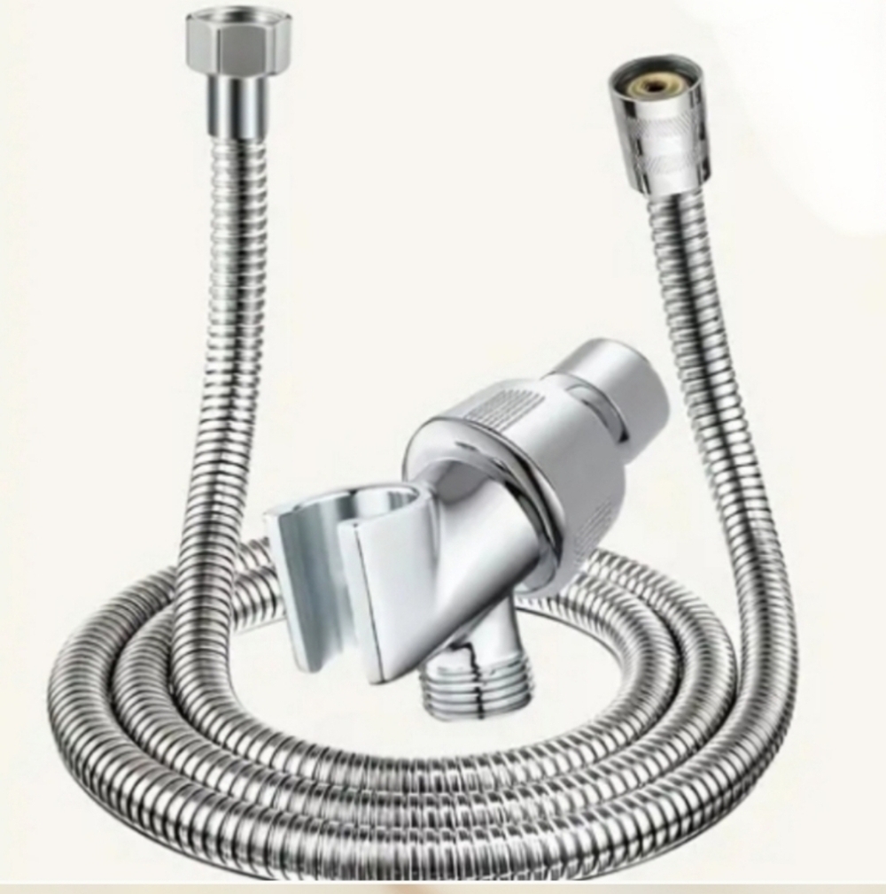 > Silver Shower Hose And Shower Adapter